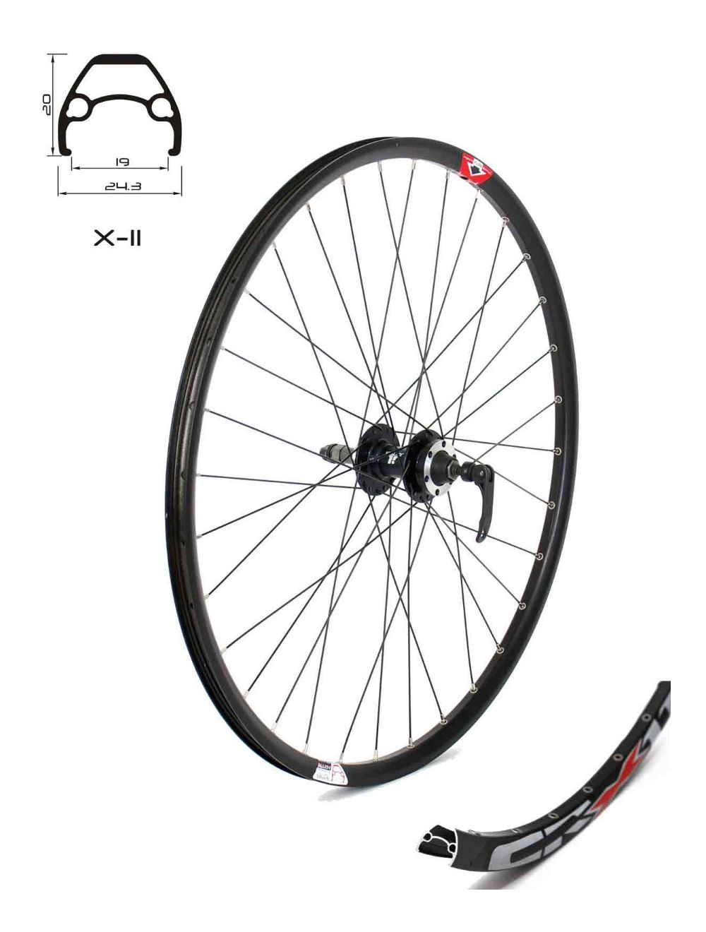 CROSSER Задна капла X11 27.5" 32H черна с айлети, с главина D242 QR за диск, черни спици